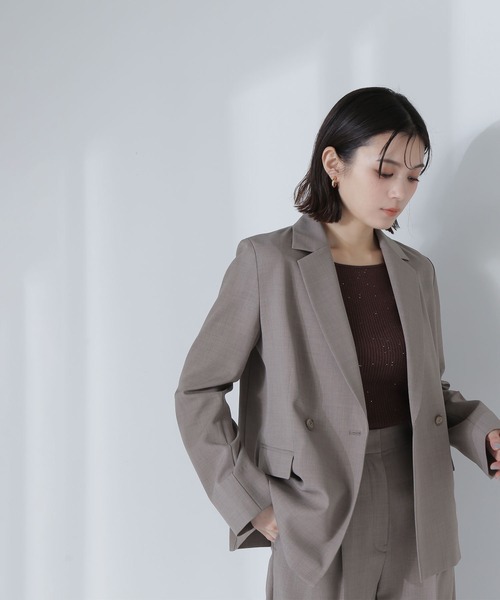 リネンライク　SETUP ダブルブレスブレストジャケット　新品　タグ付き ◇リネンライク SETUP ダブルブレスブレストジャケット