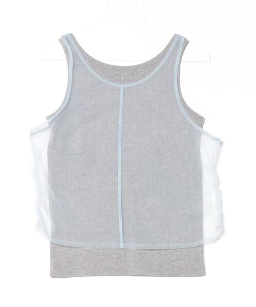 Q（キュー）の「チュール＆リブレイヤードタンク（タンクトップ・レディース・ライトグレー/ブラック・MEDIUM）」の12枚目の写真