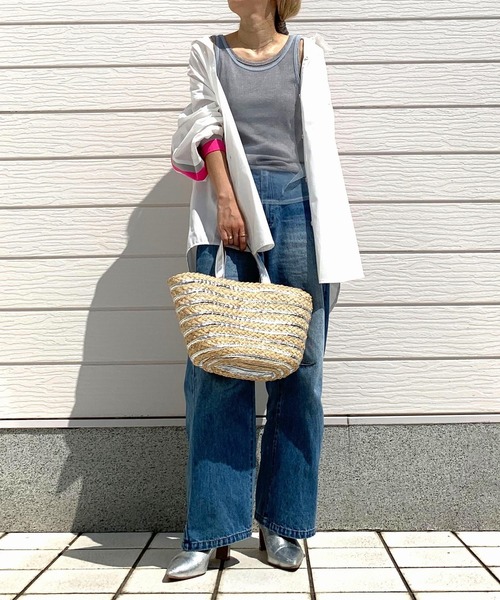 Q（キュー）の「チュール＆リブレイヤードタンク（タンクトップ・レディース・ライトグレー/ブラック・MEDIUM）」の5枚目の写真