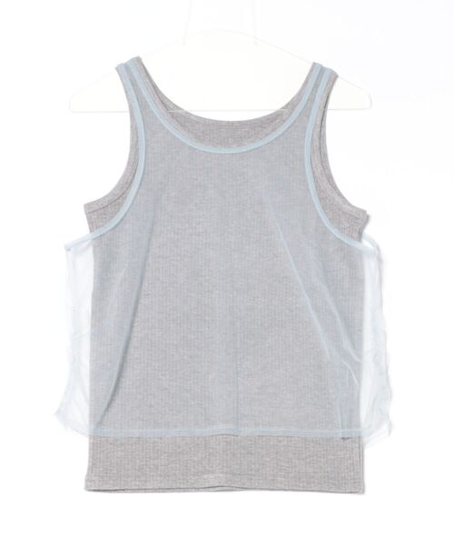 Q（キュー）の「チュール＆リブレイヤードタンク（タンクトップ・レディース・ライトグレー/ブラック・MEDIUM）」の14枚目の写真