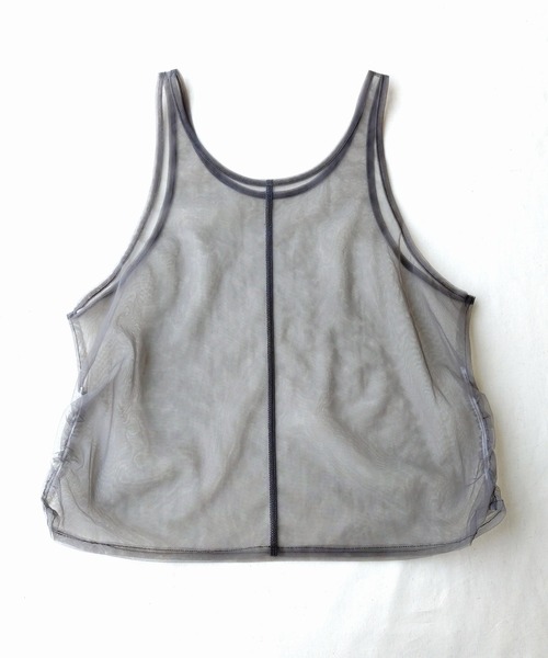 Q（キュー）の「チュール＆リブレイヤードタンク（タンクトップ・レディース・ライトグレー/ブラック・MEDIUM）」の19枚目の写真