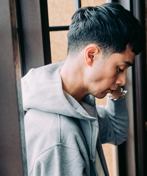 LOOPWHEELER（ループウィラー）の「LOOPWHEELER × LOWERCASE for EDIFICE ライトツリウラケ ジップパーカー（パーカー・メンズ・ブラック/ライトグレー・MEDIUM/LARGE/X-LARGE/SMALL）」の3枚目の写真