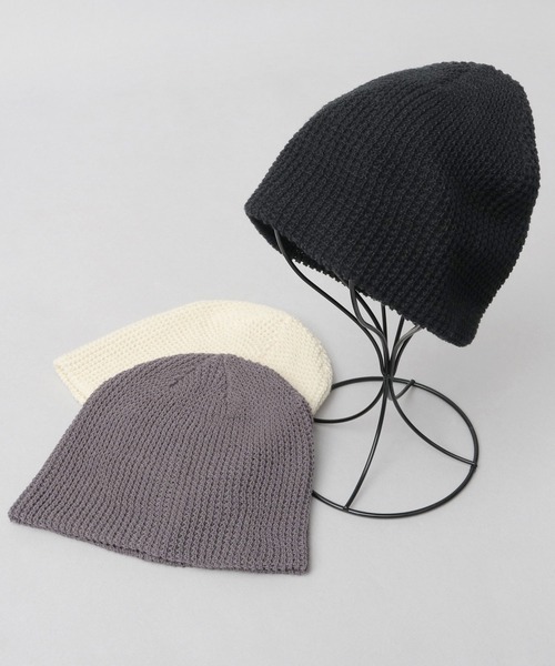 A.M.S.（エーエムエス）の「ワッフル編み シングルワッチ ビーニー（ニットキャップ/ビーニー・レディース・ブラック/アイボリー/チャコール・FREE）」の10枚目の写真