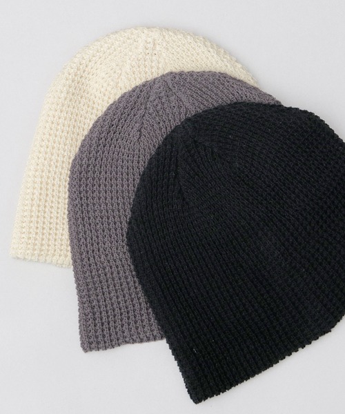 A.M.S.（エーエムエス）の「ワッフル編み シングルワッチ ビーニー（ニットキャップ/ビーニー・レディース・ブラック/アイボリー/チャコール・FREE）」の16枚目の写真