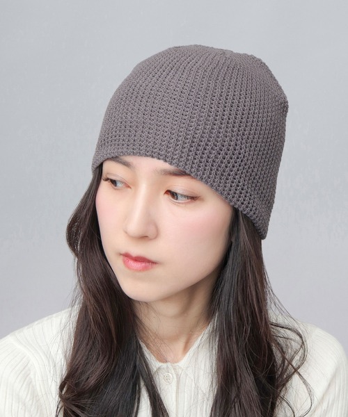 A.M.S.（エーエムエス）の「ワッフル編み シングルワッチ ビーニー（ニットキャップ/ビーニー・レディース・ブラック/アイボリー/チャコール・FREE）」の9枚目の写真