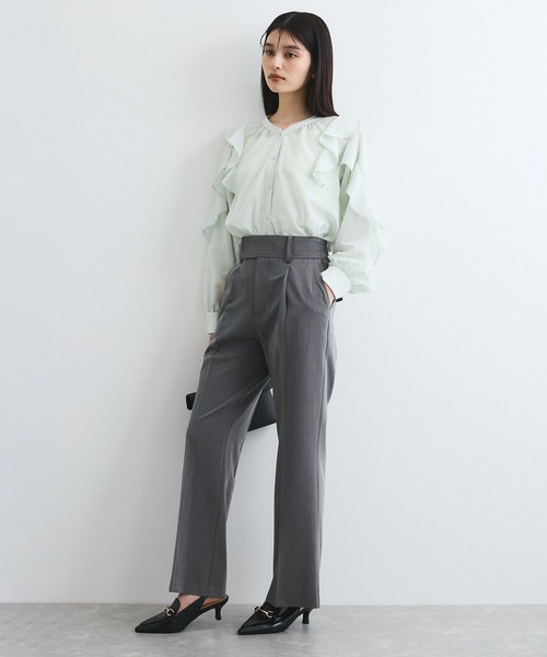 VIS（ビス）の「太ベルトディテールストレートスラックスパンツ（スラックス・レディース・ネイビー/キャメル/チャコールグレー・SS/S/M）」の5枚目の写真