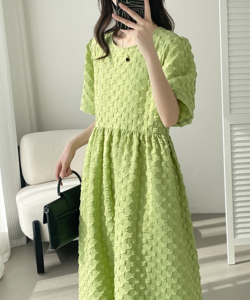 M.&KYOKO ジャガード織 ワンピース 極美品】M.＆KYOKO ジャガード