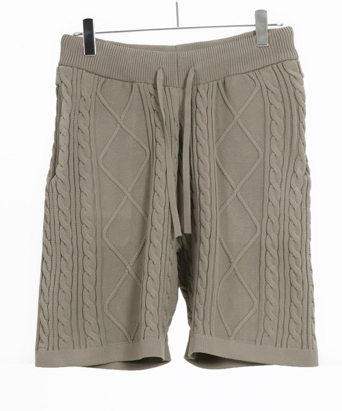 ANGENEHM（アンゲネーム）の「mp13333-Airy yarn cable stitch shorts ニットショートパンツ（その他パンツ・メンズ・ブラック/グレイッシュベージュ/キナリ/サックスブルー系・S/M/L）」の21枚目の写真