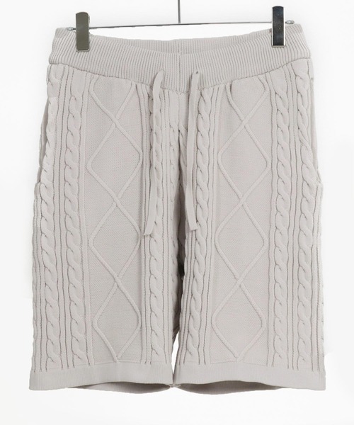 ANGENEHM（アンゲネーム）の「mp13333-Airy yarn cable stitch shorts ニットショートパンツ（その他パンツ・メンズ・ブラック/グレイッシュベージュ/キナリ/サックスブルー系・S/M/L）」の20枚目の写真