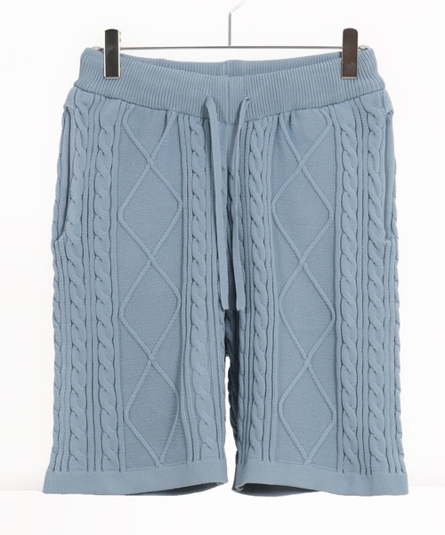ANGENEHM（アンゲネーム）の「mp13333-Airy yarn cable stitch shorts ニットショートパンツ（その他パンツ・メンズ・ブラック/グレイッシュベージュ/キナリ/サックスブルー系・S/M/L）」の19枚目の写真