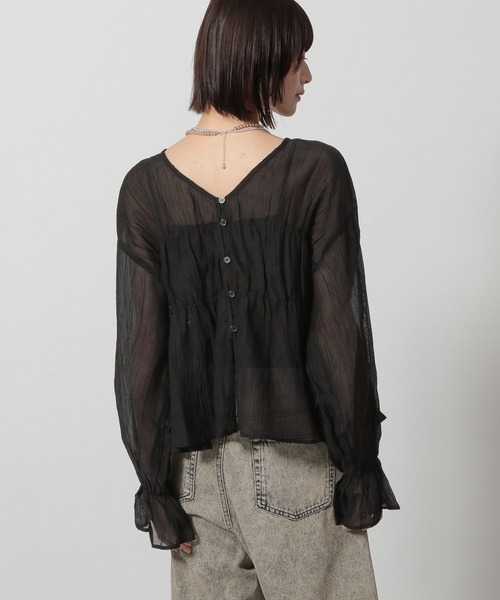 LAKOLE（ラコレ）の「2WAYシアーギャザーブラウス / 322624（シャツ/ブラウス・レディース・サーモンピンク/ブラック/アイボリー/グレイッシュブルー・FREE）」の14枚目の写真