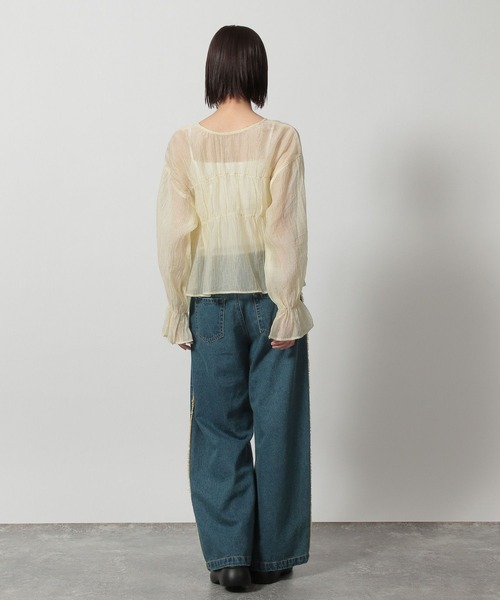 LAKOLE（ラコレ）の「2WAYシアーギャザーブラウス / 322624（シャツ/ブラウス・レディース・サーモンピンク/ブラック/アイボリー/グレイッシュブルー・FREE）」の17枚目の写真