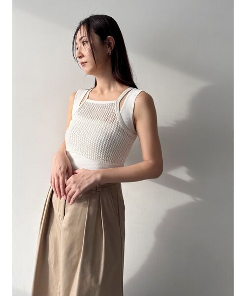 OUNNOUN（オウンノウン）の「【OUNNOUN】メッシュレイヤードニット（Tシャツ/カットソー・レディース・ブラック/ライトブルー/オフホワイト・FREE）」の17枚目の写真