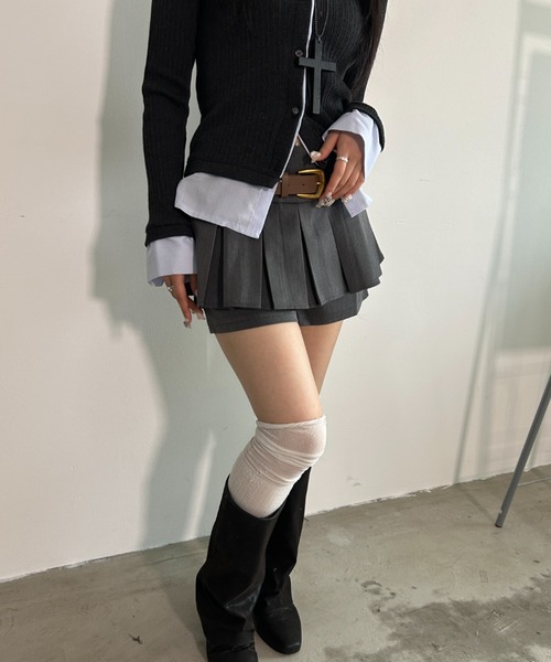 .KOM（ドットコム）の「A'GEM/9 × .kom 『.KOM/ドットケーオーエム』 ベルト付きﾌﾟﾘｰﾂﾐﾆｽｶｰﾄ（スカート・レディース・ブラック/グレー・S/M）」の15枚目の写真