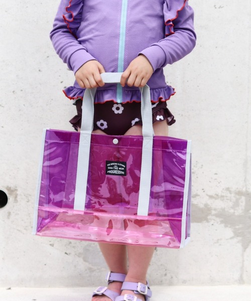 Marble Line（マーブルライン）の「無地配色プールバッグ（スイムグッズ・キッズ・グリーン/ラベンダー/オレンジ/ブラック・FREE）」の3枚目の写真