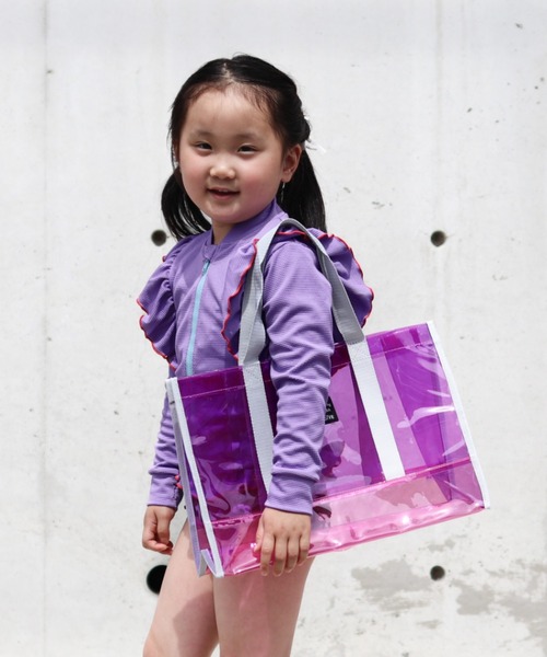 Marble Line（マーブルライン）の「無地配色プールバッグ（スイムグッズ・キッズ・グリーン/ラベンダー/オレンジ/ブラック・FREE）」の16枚目の写真