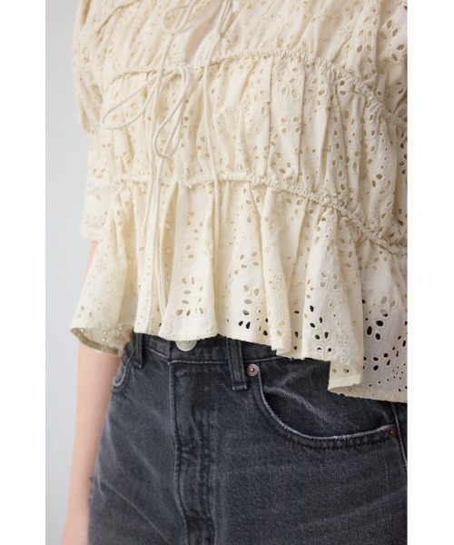 AZUL by moussy（アズールバイマウジー）の「コットンレースパフショルダーブラウス（シャツ/ブラウス・レディース・アイボリー/ブラック/ライム・FREE）」の16枚目の写真