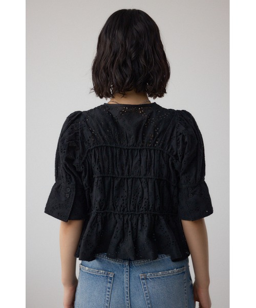 AZUL by moussy（アズールバイマウジー）の「コットンレースパフショルダーブラウス（シャツ/ブラウス・レディース・アイボリー/ブラック/ライム・FREE）」の10枚目の写真