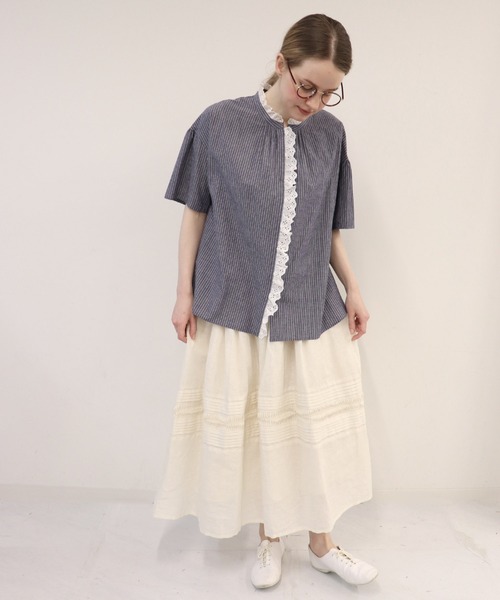 haupia(ハウピア)の「ゆらゆら水の中へ【ブラウス】(シャツ/ブラウス・レディース・ブラック/サックスブルー/オフホワイト/ストライプ・MEDIUM)」の5枚目の写真