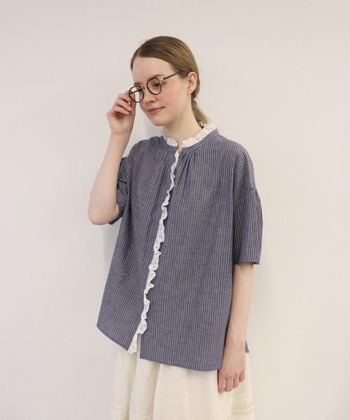 haupia(ハウピア)の「ゆらゆら水の中へ【ブラウス】(シャツ/ブラウス・レディース・ブラック/サックスブルー/オフホワイト/ストライプ・MEDIUM)」の7枚目の写真
