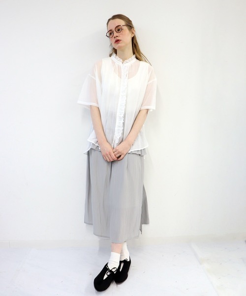 haupia(ハウピア)の「ゆらゆら水の中へ【ブラウス】(シャツ/ブラウス・レディース・ブラック/サックスブルー/オフホワイト/ストライプ・MEDIUM)」の9枚目の写真