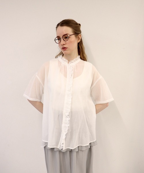 haupia(ハウピア)の「ゆらゆら水の中へ【ブラウス】(シャツ/ブラウス・レディース・ブラック/サックスブルー/オフホワイト/ストライプ・MEDIUM)」の11枚目の写真
