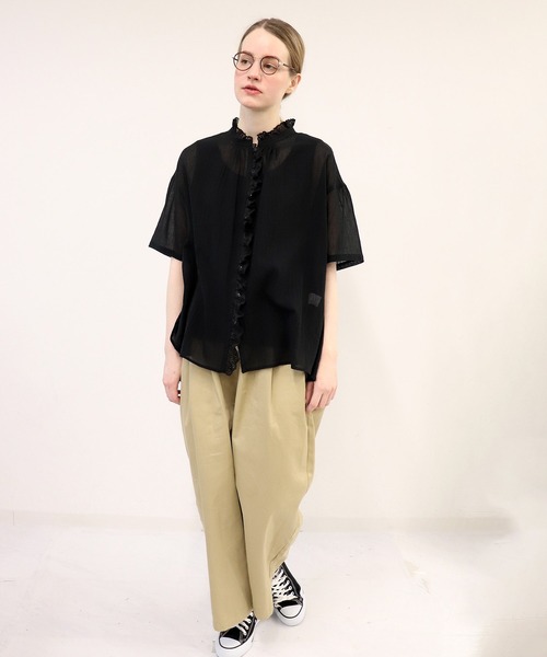 haupia(ハウピア)の「ゆらゆら水の中へ【ブラウス】(シャツ/ブラウス・レディース・ブラック/サックスブルー/オフホワイト/ストライプ・MEDIUM)」の14枚目の写真