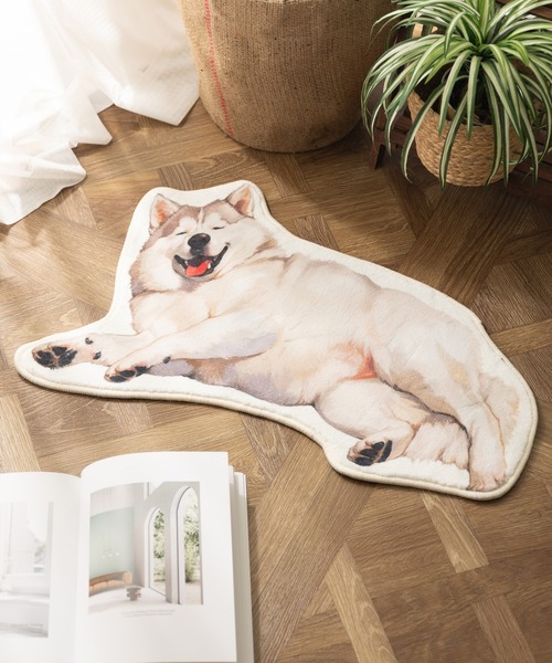 セール】もこもこ起毛 おなかなで要求 犬デザイン マット（ラグ/マット