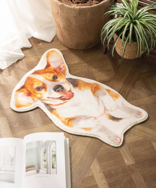 超大判　犬柄　USA製　ラグ　マット　フリンジ付き　170×130 キャバリア スヌーピー うたたね柄 丸型マット 超小型犬 径70cm / PET PARADISE