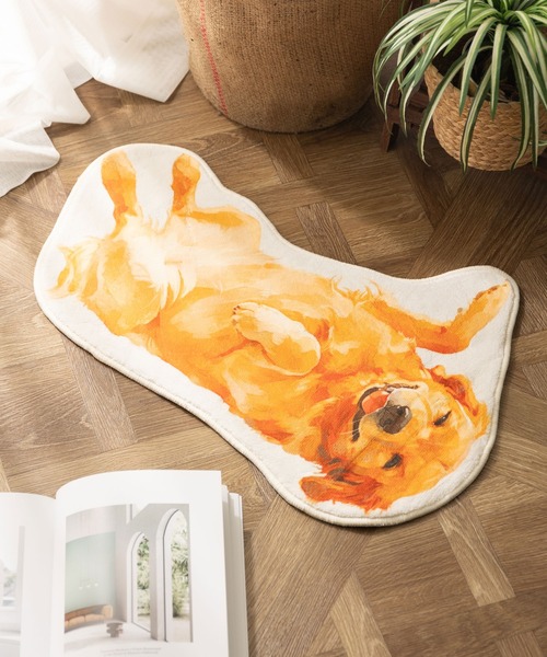 超大判　犬柄　USA製　ラグ　マット　フリンジ付き　170×130 キャバリア. 超大判 犬柄 USA製 ラグ マット フリンジ付き 170×130 キャバリア 超大判