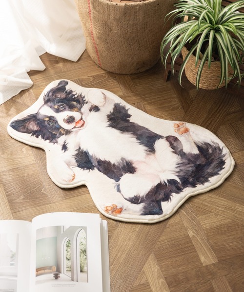 セール】もこもこ起毛 おなかなで要求 犬デザイン マット（ラグ/マット