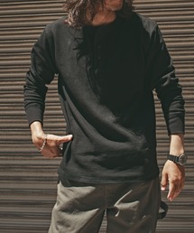ヴィンテージ風 ワッフルヘンリーネック 長袖Tシャツ
