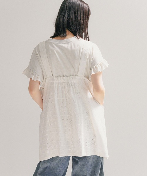 niko and...（ニコアンド）の「レースパッチワークミニジャンバースカート（ジャンパースカート・レディース・ブラック/オフホワイト・FREE）」の15枚目の写真