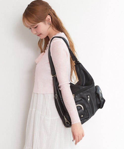 paravion(パラビオン)の「2WAYダブルポケットバッグ(バックパック/リュック・レディース・ブラック・FREE)」の16枚目の写真
