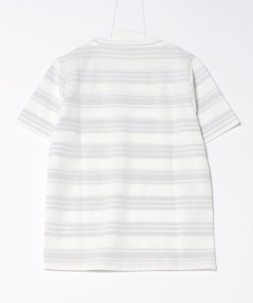 m.f.editorial(エムエフエディトリアル)の「m.f.エディトリアル メンズ メッシュボーダー クルーネック 半袖 Tシャツ(Tシャツ/カットソー・メンズ・ライトグレー/ネイビー・MEDIUM/X-LARGE/LARGE)」の3枚目の写真