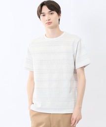 m.f.editorial（エムエフエディトリアル）の「m.f.エディトリアル メンズ メッシュボーダー クルーネック 半袖 Tシャツ（Tシャツ/カットソー）」