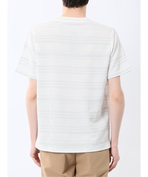 m.f.editorial(エムエフエディトリアル)の「m.f.エディトリアル メンズ メッシュボーダー クルーネック 半袖 Tシャツ(Tシャツ/カットソー・メンズ・ライトグレー/ネイビー・MEDIUM/X-LARGE/LARGE)」の10枚目の写真