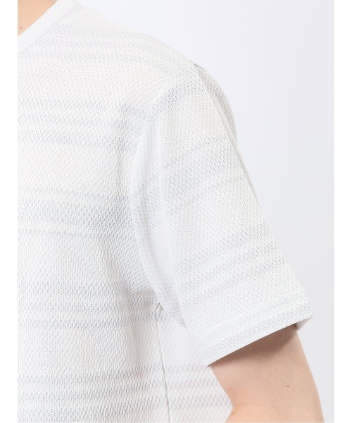 m.f.editorial(エムエフエディトリアル)の「m.f.エディトリアル メンズ メッシュボーダー クルーネック 半袖 Tシャツ(Tシャツ/カットソー・メンズ・ライトグレー/ネイビー・MEDIUM/X-LARGE/LARGE)」の12枚目の写真