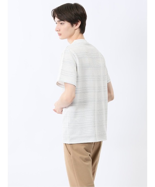 m.f.editorial(エムエフエディトリアル)の「m.f.エディトリアル メンズ メッシュボーダー クルーネック 半袖 Tシャツ(Tシャツ/カットソー・メンズ・ライトグレー/ネイビー・MEDIUM/X-LARGE/LARGE)」の13枚目の写真