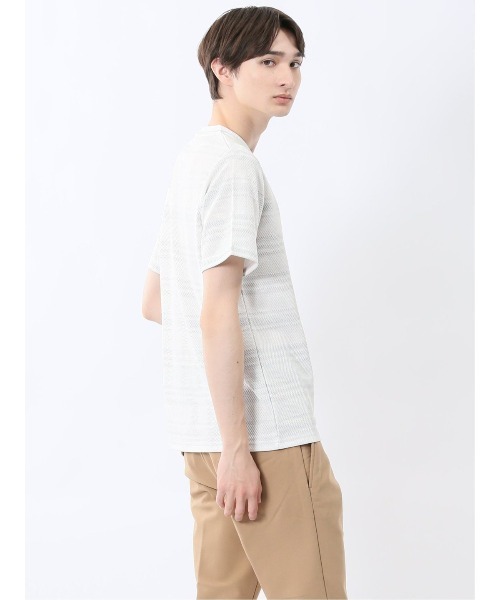 m.f.editorial(エムエフエディトリアル)の「m.f.エディトリアル メンズ メッシュボーダー クルーネック 半袖 Tシャツ(Tシャツ/カットソー・メンズ・ライトグレー/ネイビー・MEDIUM/X-LARGE/LARGE)」の15枚目の写真