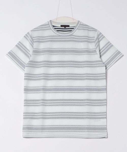 m.f.editorial(エムエフエディトリアル)の「m.f.エディトリアル メンズ メッシュボーダー クルーネック 半袖 Tシャツ(Tシャツ/カットソー・メンズ・ライトグレー/ネイビー・MEDIUM/X-LARGE/LARGE)」の17枚目の写真