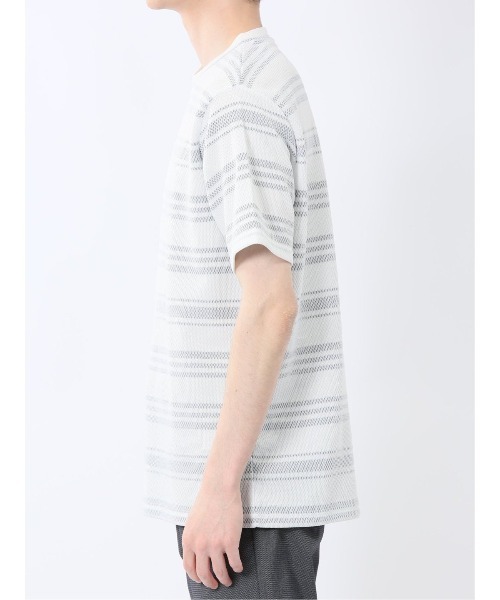 m.f.editorial(エムエフエディトリアル)の「m.f.エディトリアル メンズ メッシュボーダー クルーネック 半袖 Tシャツ(Tシャツ/カットソー・メンズ・ライトグレー/ネイビー・MEDIUM/X-LARGE/LARGE)」の19枚目の写真