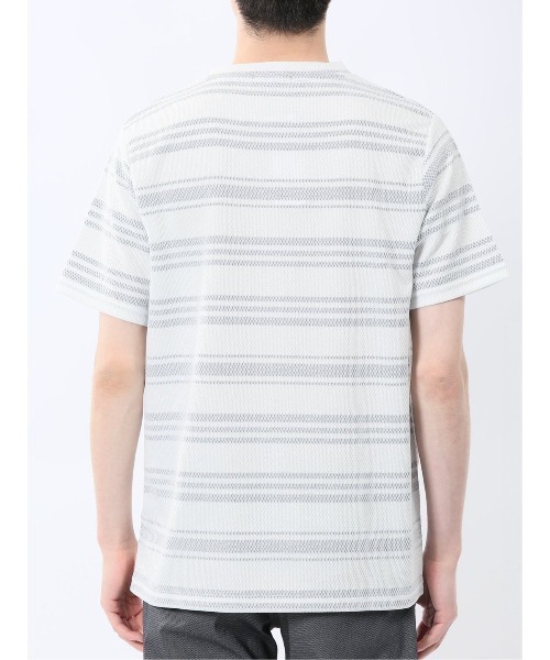 m.f.editorial(エムエフエディトリアル)の「m.f.エディトリアル メンズ メッシュボーダー クルーネック 半袖 Tシャツ(Tシャツ/カットソー・メンズ・ライトグレー/ネイビー・MEDIUM/X-LARGE/LARGE)」の20枚目の写真