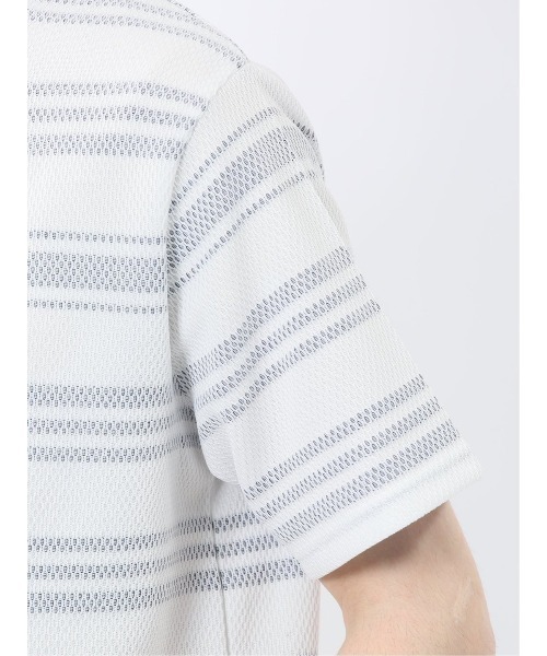 m.f.editorial(エムエフエディトリアル)の「m.f.エディトリアル メンズ メッシュボーダー クルーネック 半袖 Tシャツ(Tシャツ/カットソー・メンズ・ライトグレー/ネイビー・MEDIUM/X-LARGE/LARGE)」の22枚目の写真