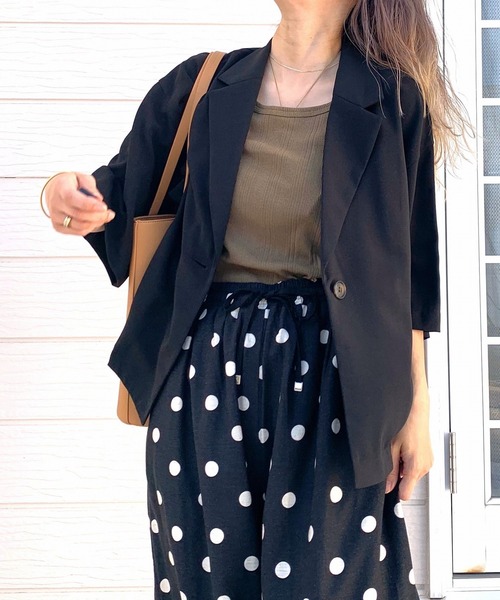 Q（キュー）の「ランダムリブ2wayタンク（タンクトップ・レディース・ブルー系/ブラック/オリーブ・MEDIUM）」の10枚目の写真