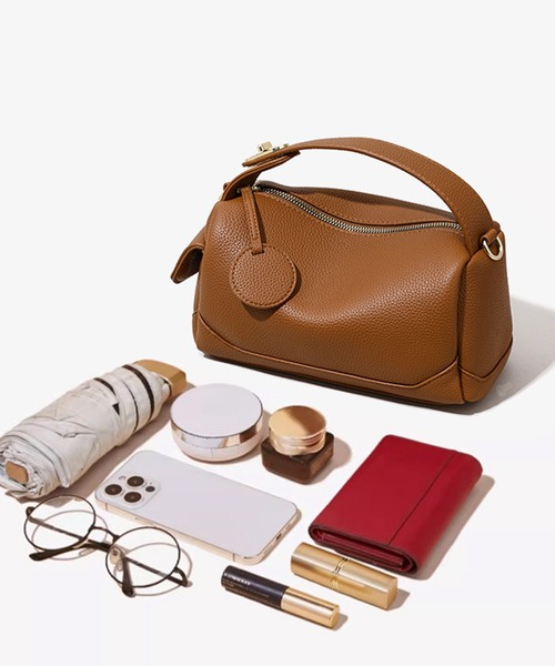 folka（フォルカ）の「4D23 サイドポケット付 ワンハンドル ペティボックス2WAYショルダー（ショルダーバッグ・レディース・ブラック/ブラウン・ONESIZE）」の5枚目の写真