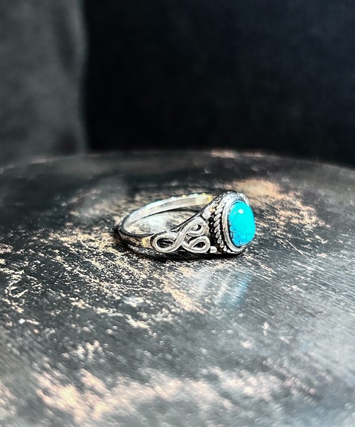 CALIFORNIA OUTFITTERS(カリフォルニア アウトフィッターズ)の「4E19 ターコイズ ブラックストーン ストーンモチーフ シルバーリング(リング・メンズ・シルバー系1/シルバー系2・18号/16号/20号)」の7枚目の写真