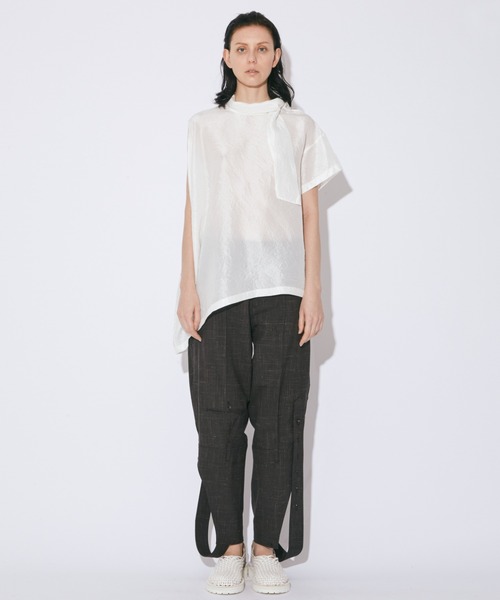 double-neck wrinkled silk blouse（シャツ/ブラウス
