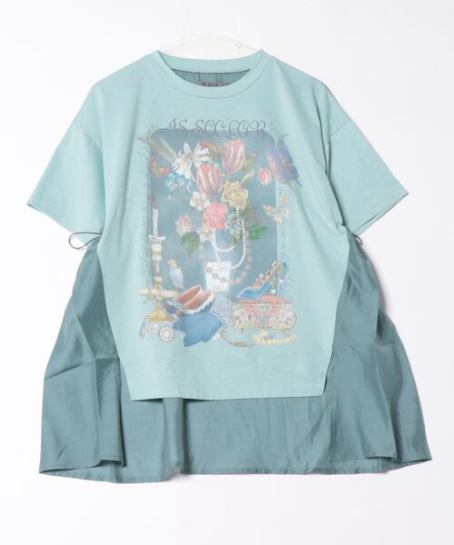 セール】552203：レトロな貴婦人モチーフ柄 切替プルオーバー（T