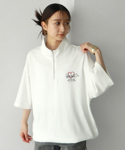 Mark Gonzales(マーク・ゴンザレス)の「【Mark Gonzales/マーク ゴンザレス】ハーフZIP 裾ドロスト半袖Tシャツ(Tシャツ/カットソー・メンズ・チャコールグレー/ブラック/ホワイト/グレー・L/XL/M)」の6枚目の写真